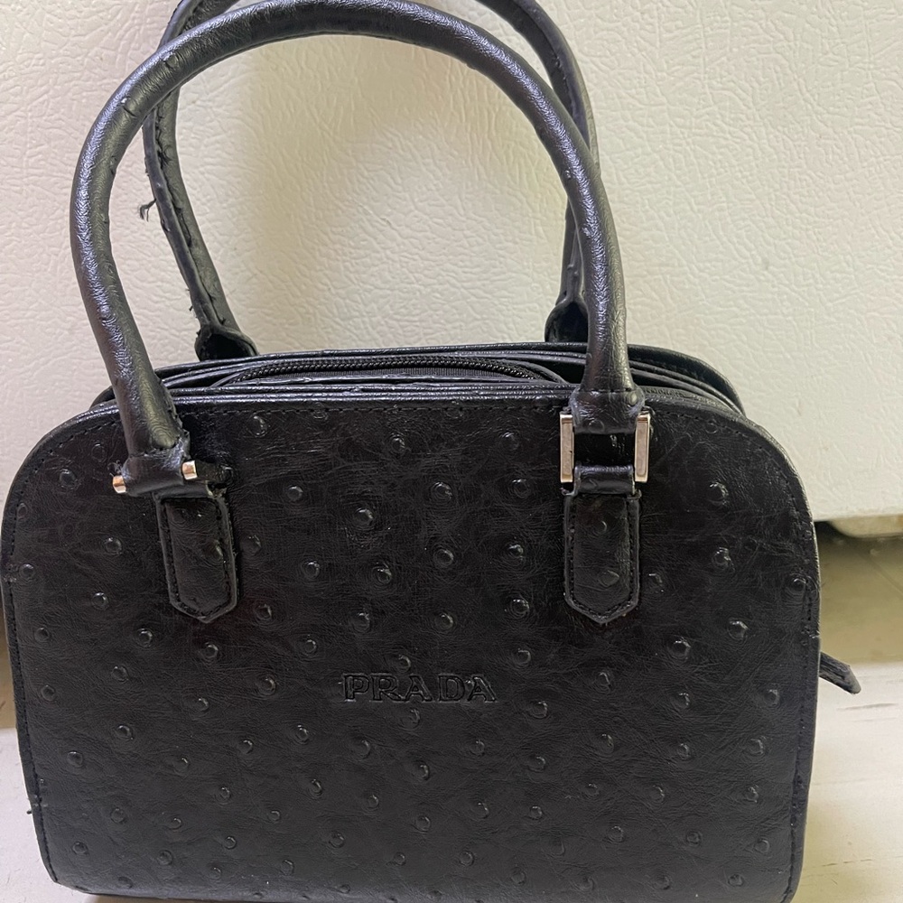Prada Vintage Black Textured Leather Satchel